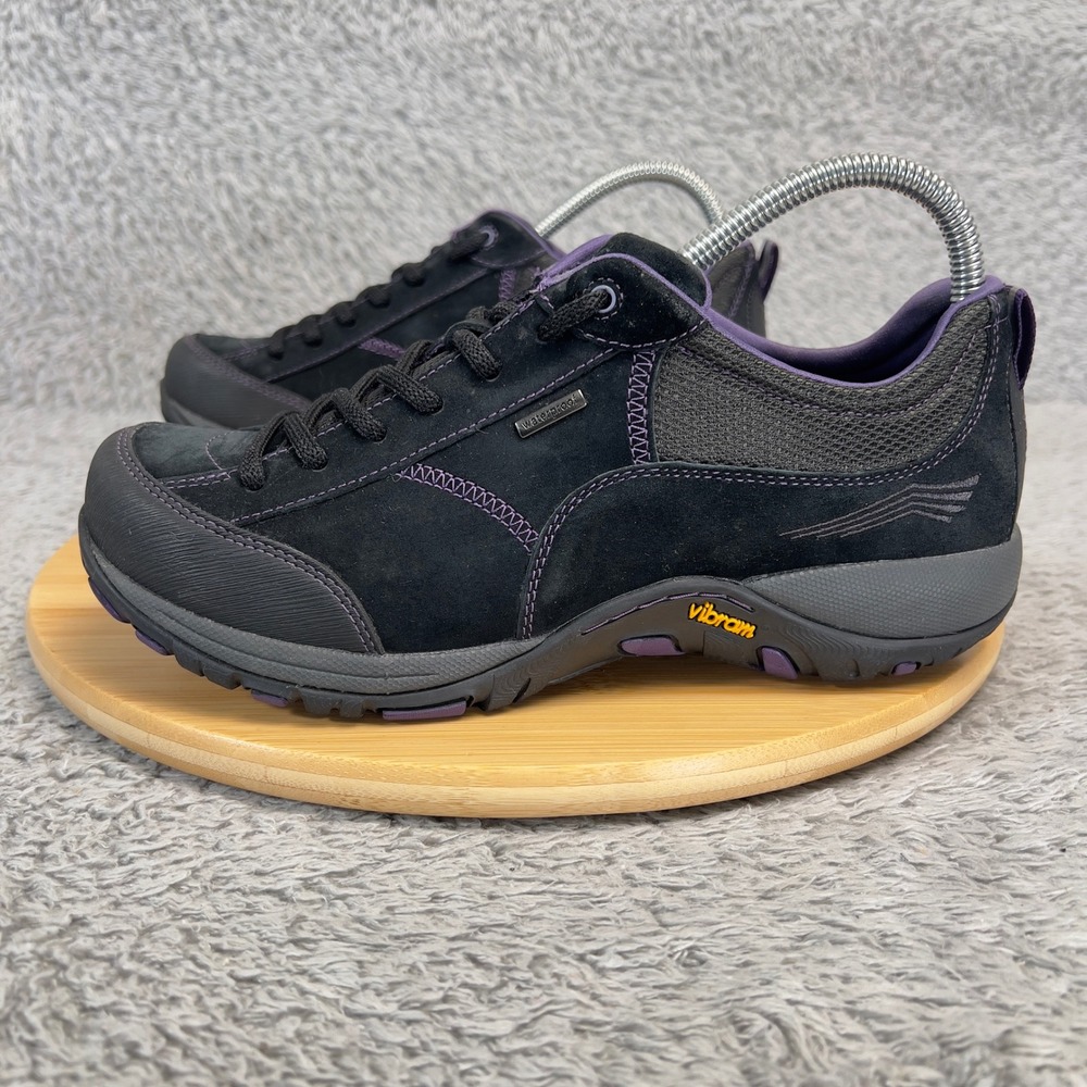 Dansko Paisley Waterproof Hiking Shoes Black Purple Suede Vibram Womens 39 8.5-9